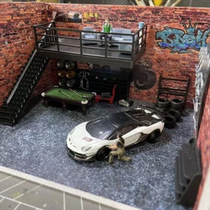 1/64 Diorama Car Garage Model Parking Lot Workshop Scene Display Backdrop Props - Picture 1 of 12