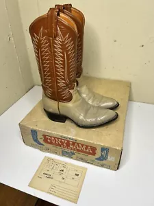 TONY LAMA COWBOY BOOTS VTG IN BOX 1972 LIGHTNING STITCH SIZE 255 WOMENS EXOTIC - Picture 1 of 24