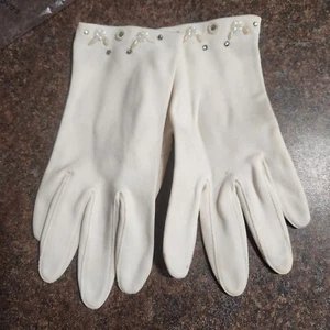 Max Mayers Girls Beaded Gloves Confirmation Bridal Party Easter Vintage 1960s - Picture 1 of 8