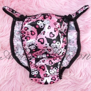 VALENTINE'S Sissy Satin Panties for MEN Pink Naughty Cat shiny String Bikini - Picture 1 of 5