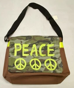 Women's PEACE Canvas Hippie Tote/Bag:11.5"H x 12.5"W x 5"D - Picture 1 of 4