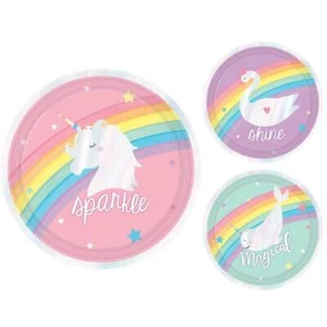 Magical Rainbow Birthday Iridescent 17cm Round Paper Plates Unicorn Themed Party - Picture 1 of 1