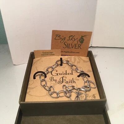 NUEVO EN CAJA BRAZALETE BIG SKY PLATA EXPRESIONES "GUIADO POR LA FE" CRISTAL DE SWAROVSK Foto 1 de 4