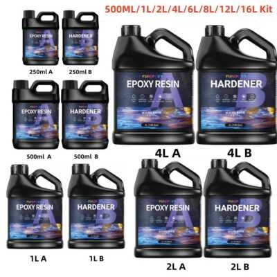 Bulk 500ML 1L 1.5L 2L 3L 4L 6L 8L 12L 16L Epoxy Resin Kit - Clear 1:1 AB Glue OK - Image 1 of 4