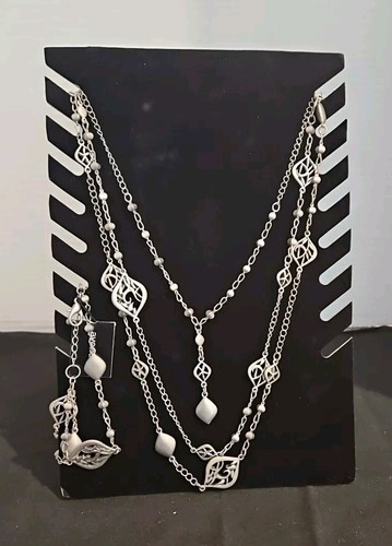 VETEMENTS Collana Avenue Plus a strati tono argento con bracciale nuova con etichetta