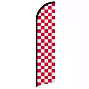 Red & White Checkered Windless Full Sleeve Advertising Checkered Banner Flag - Picture 1 of 7