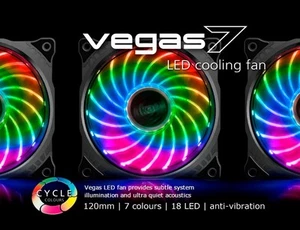 Akasa Vegas 7 AK-FN092 120mm 1200RPM 7 Colour LED Ultra Quiet Case Fan - Picture 1 of 5