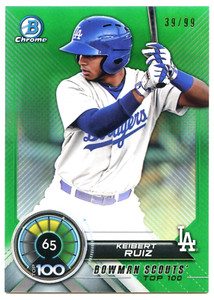 2018 Bowman Chrome Keibert Ruiz Scouts Top 100 Green Refractor #BTP-65 -/99