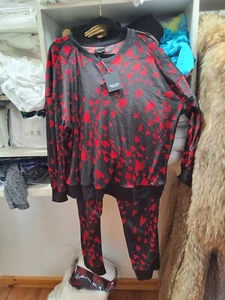 Nwt Simply Vera Women's Plus Velour Lounge Set Black W/red Hearts Jogger XXL - Imagen 1 de 2