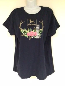 Camiseta Mujer JOHN DEERE Azul Marino Manga Corta Talla XL NUEVA CON ETIQUETAS ENVÍO GRATUITO - Imagen 1 de 3