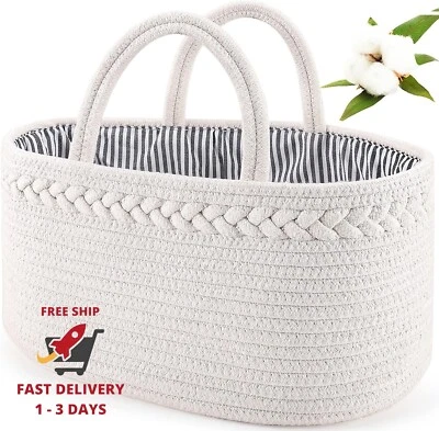 Organizador de pañales, cesta de cuerda de algodón para guardería de bebés - Image 1 of 4