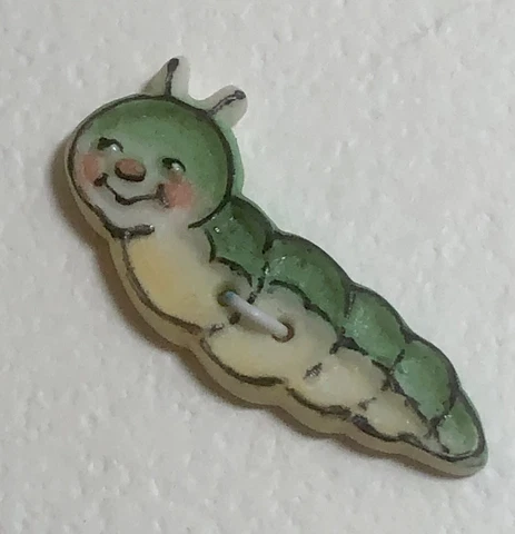 Caterpillar Porcelain Ceramic Large Button, Sew Through Cover