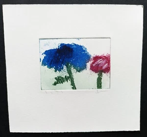 Klaus Fussmann, Radierung "Zwei Kornblumen" 1997, WVZ 422 - Bild 1 von 1