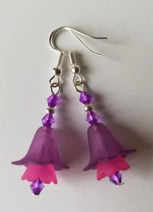 Drop / Dangle Earrings - Fuchsia - Single Drop - Purple / Pink - Picture 1 of 4