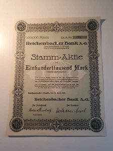 Reichenbacher Bank AG 1923 Vogtland 100.000 Mark - Bild 1 von 1