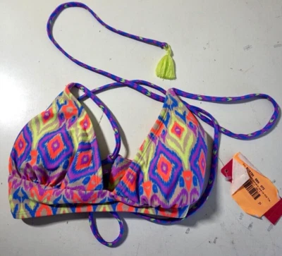 XHILARATION TOP DE BIKINI MIDI TRIÁNGULO CON CORDONES PARA MUJER PASTELES MEDIANO ¡NUEVO CON ETIQUETAS! Foto 1 de 2