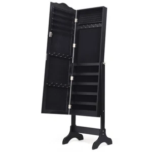 Jewelry Cabinet Lockable Jewelry Organizer w/Mirror for Home Bedroom Black - Picture 1 of 6