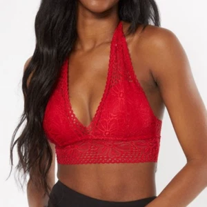 True Rue21 Lace Bralette Padded Red Halter Neck No Wire Sexy Floral Pattern - Picture 1 of 10