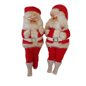 Vintage MCM Pair Santa Claus Kitsch Made in Japan #165 11" Tall Head Turns - Picture 1 of 13