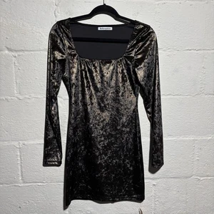 Reformation Wahl Langarm Black & Gold Marble Velvet Dress - Size S - Bild 1 von 7