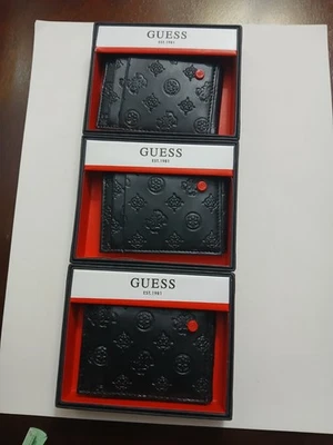 CARTERA DOBLE HOMBRE GUESS NEGRA ROJA ACENTO, LOGOTIPO GRABADO CUERO SINTÉTICO 31GO160027 Foto 1 de 4