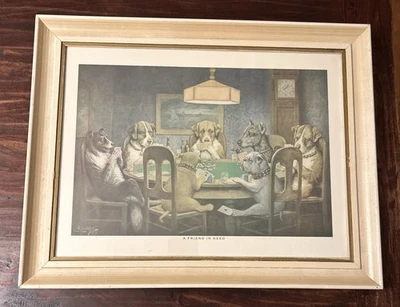 Impresión de colección "Un amigo necesitado" perros jugando al póker; Cassius Marcellus Coolidge Foto 1 de 4
