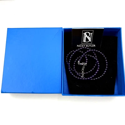 HSN Nicky Butler Necklace Sterling Silver Amethyst Gemstone Bead Necklace 21" - Image 1 of 4