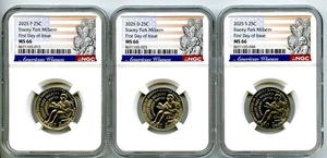 2025 P D S STACY PARK MILBERN QUARTER SET NGC MS66 FIRST DAY OF ISSUE - Picture 1 of 2