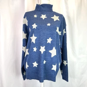 Coraline Laika Blue & White Star Turtleneck Sweater  Sz XL NWT - Picture 1 of 13