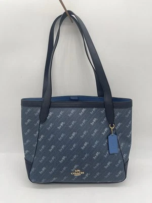 $368 Bolso de Mano COACH Caballo y Carruaje Buggy Recubierto Denim Azul Marino Cuero C4061 Foto 1 de 4