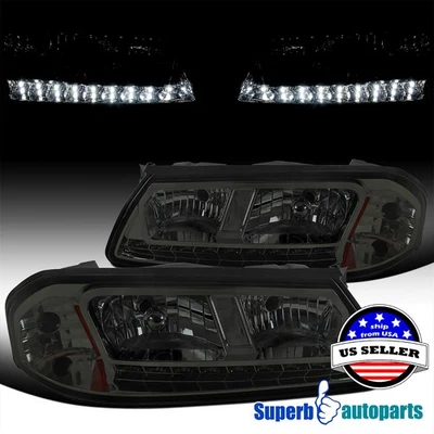 Fits 2000-2005 Chevy Impala Smoke Headlights LED Strip & Turn Signal Lamps 00-05 - Изображение 1 из 4