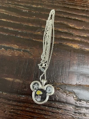 Collar Medallón Flotante Cabeza de Mickey Pandora Disney Genuino EN CAJA Foto 1 de 4