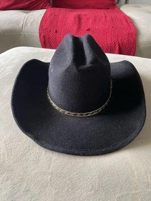 Sombrero de Vaquero Western Express Negro con Borde Dorado Talla 7/8 Foto 1 de 4