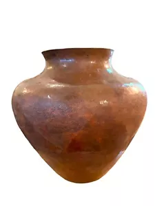 Große Vintage mexikanische handgehämmerte Kupfervase Santa Clara 11""x11"" glänzend aufgeraut - Bild 1 von 14