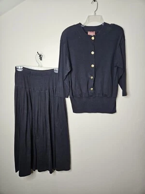Conjunto de top y falda de yugo Doleman negra Worthington mediana de los años 80 vintage para mujer Foto 1 de 4