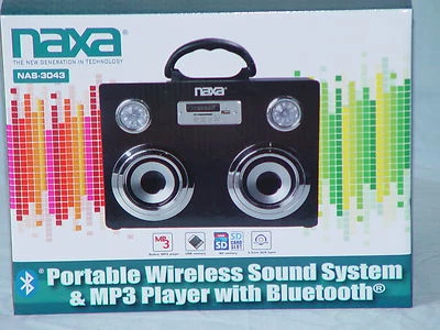 NAXA NAS-3043 Tragbares Kabelloses Soundsystem & MP3-Player mit Bluetooth Neu  - Bild 1 von 3