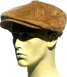 Bakerboy Hat Newsboy Corduroy Gatsby Brown Cord Tweed Flat Cap Baker Boy Mens - Picture 1 of 7