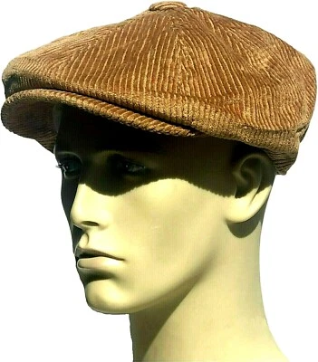 Bakerboy Hat Newsboy Corduroy Gatsby Brown Cord Tweed Flat Cap Baker Boy Mens
