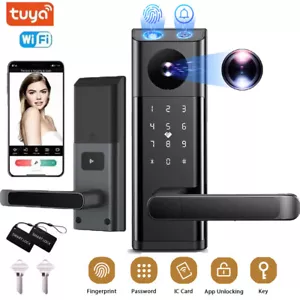 Smart Door Lock Video Camera Fingerprint Keyless Door Lock with Handle Doorbell - Picture 1 of 10