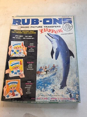 Vintage 1965 Hasbro Flipper Rub-Ons Magic Picture Transfers Rare Color Used - Image 1 of 4