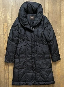 Cole Haan Jacket Womens Small Black Down Quilted Full Zip Trench Coat Puffer - Picture 1 of 6