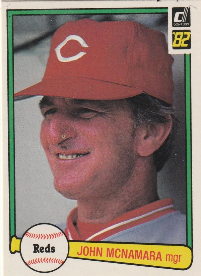FREE SHIPPING-MINT-1982 Donruss John McNamara #526 REDS PLUS BONUS CARDS - Image 1 of 1