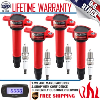 4 Pack Ignition Coils & IRIDIUM Spark Plugs for Jeep Compass Chrysler 200 Dodge - Image 1 of 4