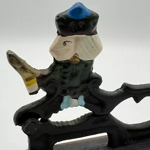 Vintage Nut Cracker, Cast Iron on Wooden Stand, Revolutionary War Soldier - Picture 1 of 9