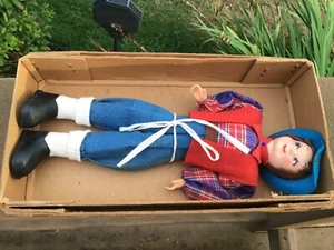 Composition Doll Made in Italy Hand Painted Face Vintage Orig. Box Boy With Hat - Picture 1 of 4