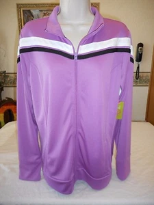Women's Made For Life Full Zip Jacket Purple Black White Sz LARGE New - Picture 1 of 2