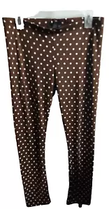 American City Wear Jrs. Leggings Brown White Dots size XL Stretch #SPLK - Picture 1 of 3