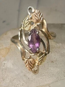 Black Hills Gold ring long leaves floral size 5.75 sterling silver women - Picture 1 of 10