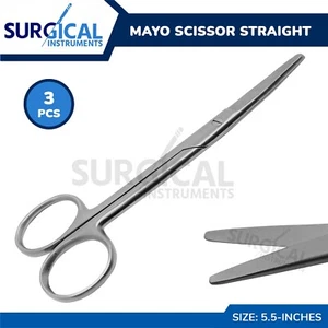 3 Piezas Tijeras Mayo 5.5" Instrumentos Quirúrgicos Rectos Acero Inoxidable Grado Alemán - Imagen 1 de 3