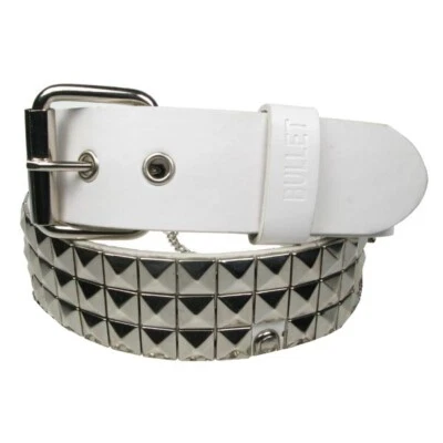 Mixed Sizes Wholesale Job Lot Of Pyramid Studded White Chain Belts BY142